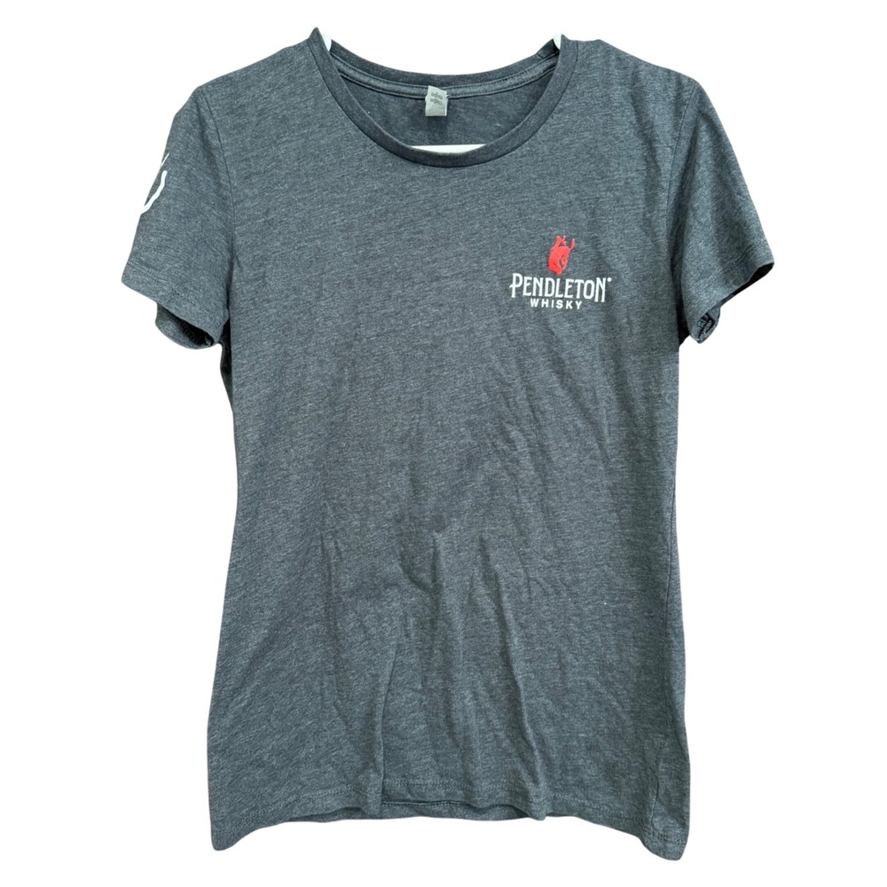 Pendleton Whisky Women's Gray Graphic‎ T-Shirt Short Sleeve Casual Top